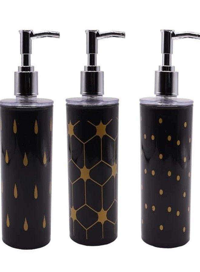 NISHWARE soap Dispenser Bottle Set with Pump for handwash in Bathroom, Kitchen,Sink Comes with Black Plastic Body and Chrome Finish top (Design as per Availability) (Pack of 3) - Image 1